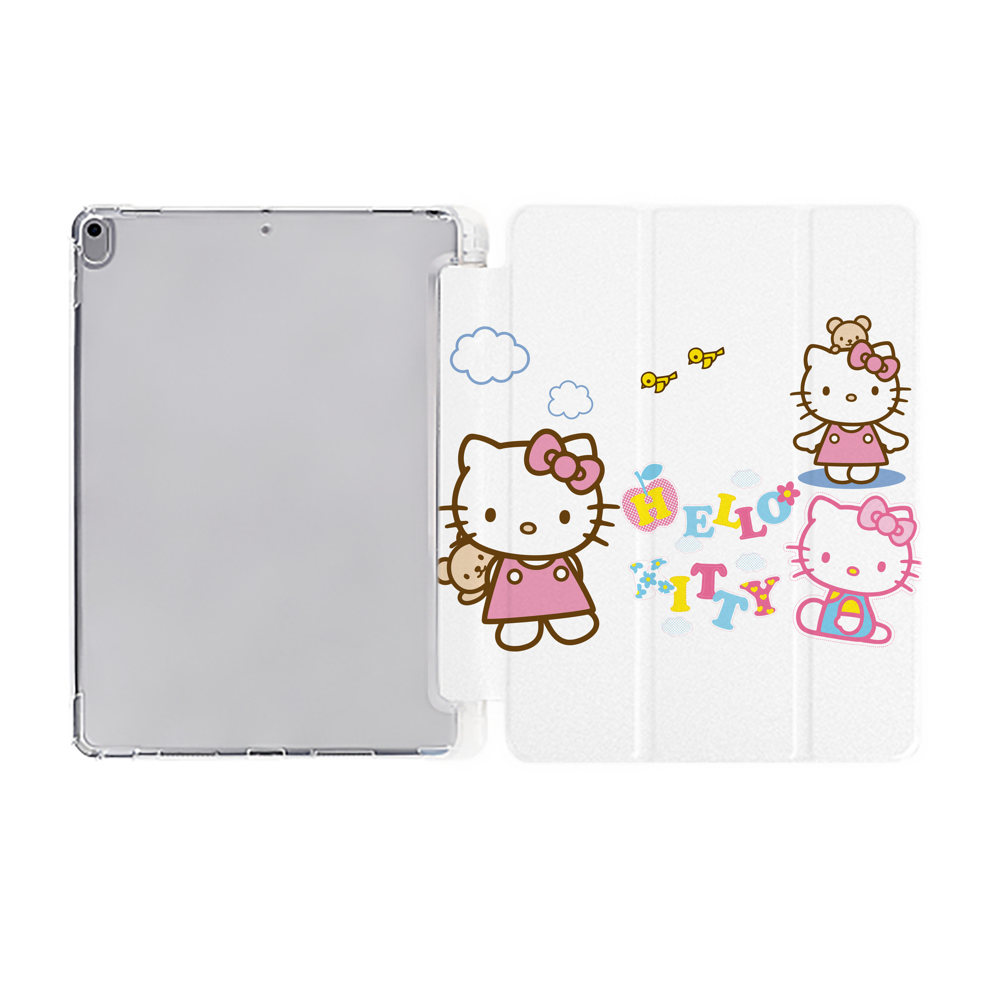 （画像用） Hello Kitty ハローキティ IPad ケース ペン収納付き 三つ折りスタンド PUレザー×シリコン 対応機種9.5/10.5/10.9インチ